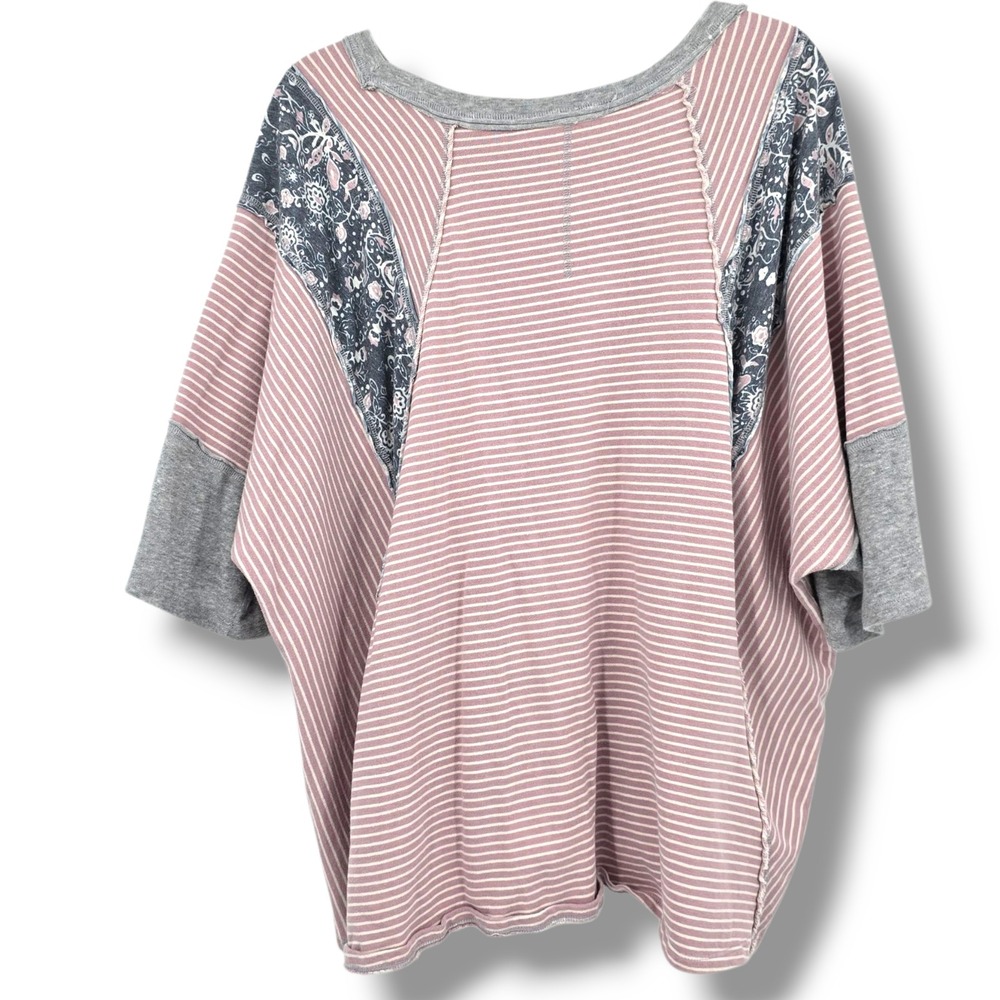 Striped Pink Patchwork Women’s Top - Picture 2 of 9
